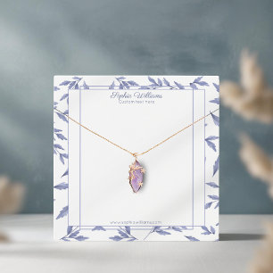 Elegant fransk blått halsband visning fyrkantigt visitkort