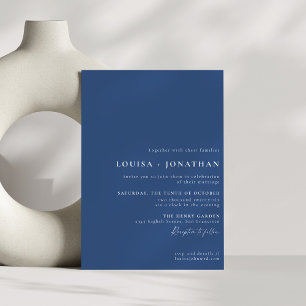 Elegant Fransk Blått Trendig Skript Minimal Bröllo Inbjudningar
