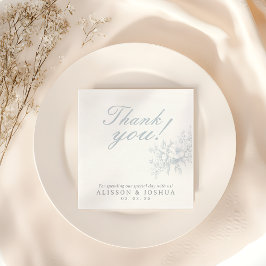 Elegant Fransk Blommigt Blue Toile Bröllop Pappersservett