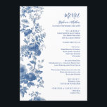 Elegant Fransk Blommigt Menyn Toile Blue Bröllop Meny<br><div class="desc">Den Elegant Fransk Blommigt Toile Blue Bröllop-pappersuppsättningen är en tidlös sofistikering och romantisk charm. Den här samlingen är inspirerad av klassisk Fransk toile mönster och har en komplicerad blommigt i en serenblåpalett. Varje biet, från inbjudningar och OSA kort till menus och tackkort, återspeglar den elegans som Franskens landskapstetik har. Perfekt...</div>