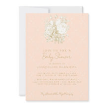 Elegant Fransk Blommigt Toile Rosa Guld Baby Showe