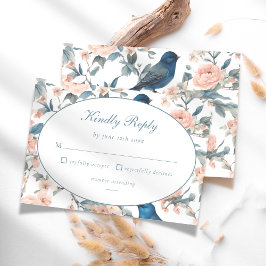 Elegant Fransk Blue Bird Blommigt Chinoiserie Kine OSA Kort