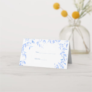 Elegant Fransk Blue Blommigt Botanical Bröllop Placeringskort