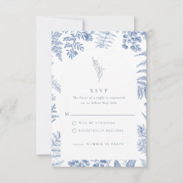 Elegant Fransk Blue Bloom Blommigt Bröllop OSA Kort