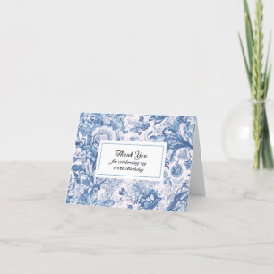 Elegant Fransk Blue Toile Mönster Tack Kort