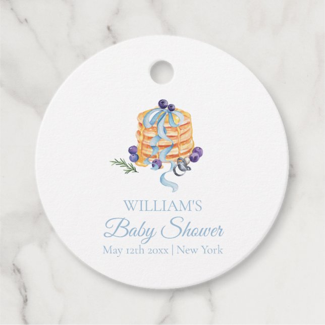 Elegant Fransk Blueberry Pancake Baby Shower Gåvor Etiketter (Framsida)