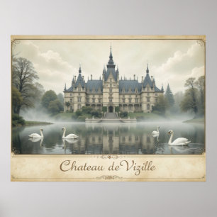 Elegant Fransk Castle Château de Vizille Poster