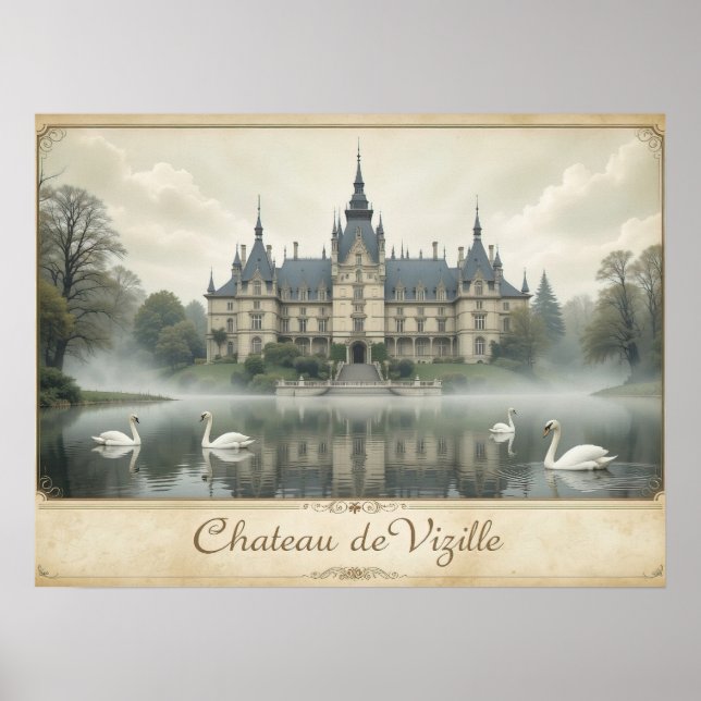 Elegant Fransk Castle Château de Vizille Poster (Framsidan)