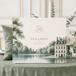 Elegant fransk Château-monogram bröllop Gästböcker