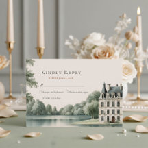 Elegant fransk Château-monogram bröllops-RSVP