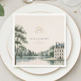 Elegant fransk Château-monogram bröllopsservett Pappersservett
