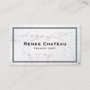 Elegant Fransk Chef Catering Subtle White Marble Visitkort