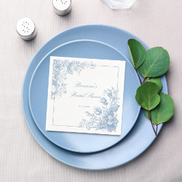 Elegant Fransk chinoiserie blue monogram tryckt Pappersservett