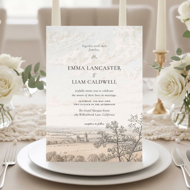Elegant fransk country toile bröllop inbjudningar (Skapare uppladdad)