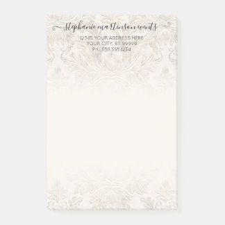 Elegant Fransk Damask Ivory Professionell Business Post-it Block