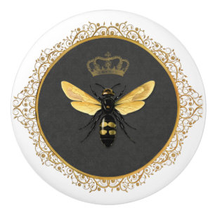 Elegant fransk drottningbina grå guld gul knopp