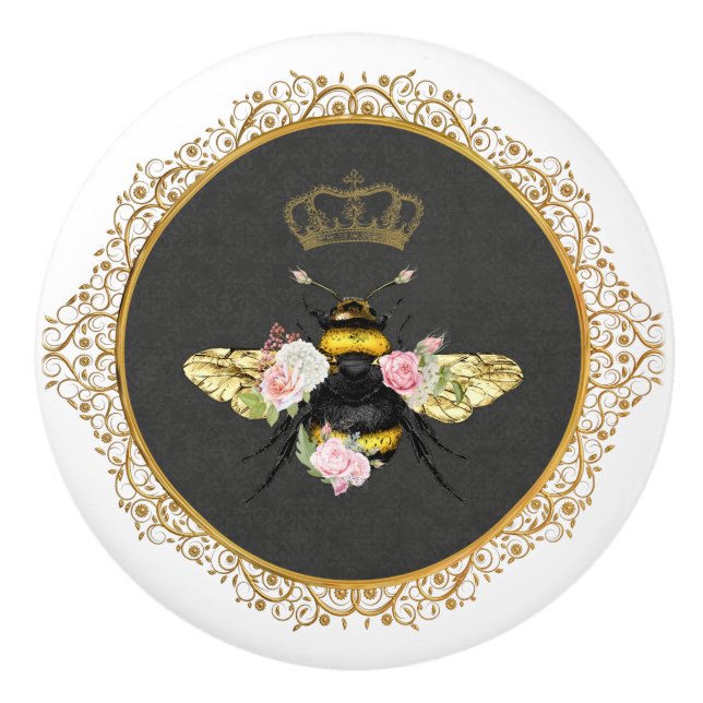 Elegant fransk drottningbipink rosor grå guld knopp (Framsidan)