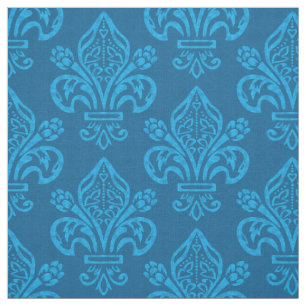 Elegant Fransk Fleur de Lys Teal Grönt Blue Tyg