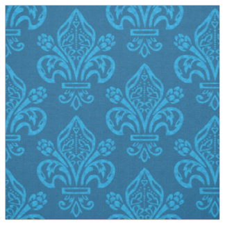 Elegant Fransk Fleur de Lys Teal Grönt Blue Tyg
