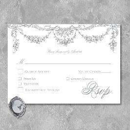 Elegant Fransk Grått Victorian Chinoiserie Bröllop OSA Kort