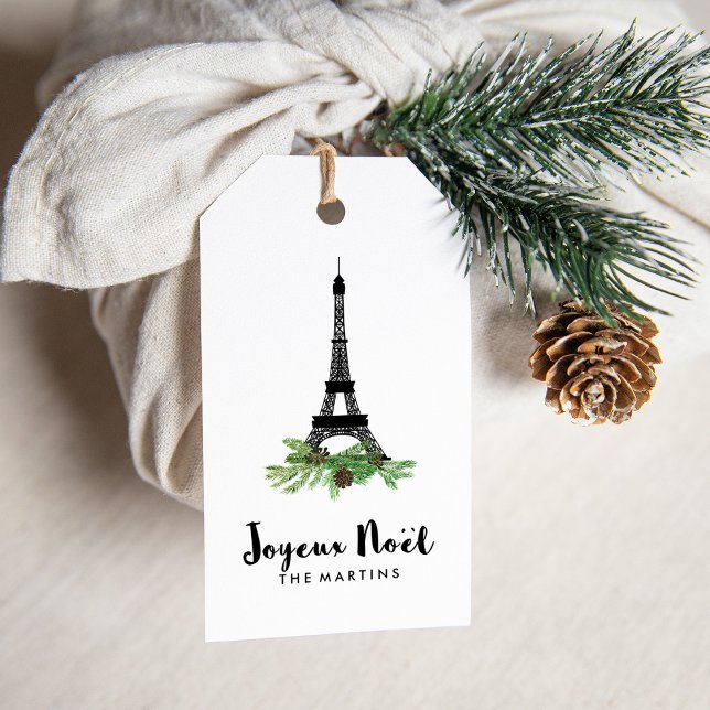 Elegant Fransk Joyeux Noel med Eiffel Torn Presentetikett (French Christmas gift tags)