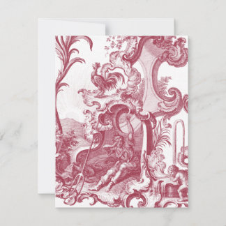 Elegant Fransk Land Antique Red Toile de Jouy Inbjudningar