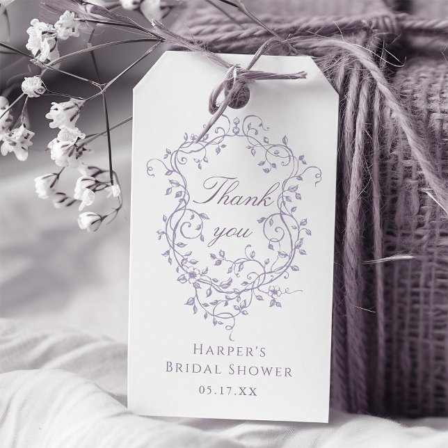 Elegant fransk lavendel bröllopsdusch tack presentetikett (Skapare uppladdad)