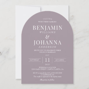 Elegant Fransk Lilac Arch Bröllop Inbjudningar