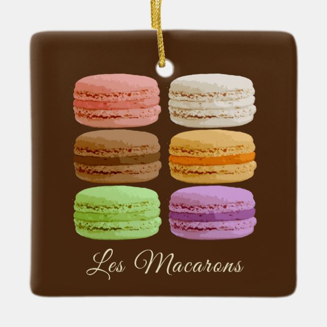 Elegant Fransk Macarons - associerade smak Julgransprydnad Keramik (Framsida)