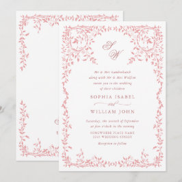 Elegant Fransk Ornate Blommigt Ram Bröllop QR-kod Inbjudningar