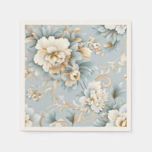 Elegant Fransk Pulver Blue, White och Guld Bröllop Pappersservett