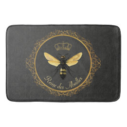 Elegant Fransk Queen Bee Grått Guld Gult Badrumsmatta