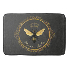 Elegant Fransk Queen Bee Grått Guld Gult Badrumsmatta