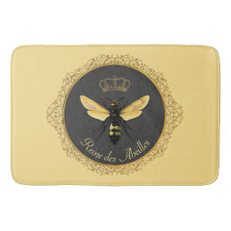 Elegant Fransk Queen Bee Grått Guld Gult Badrumsmatta