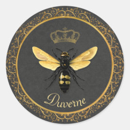 Elegant Fransk Queen Bee Grått Guld Gult Runt Klistermärke