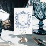 Elegant Fransk Ro Blue Vintage Vapensköld Bröllop Bordsnummer<br><div class="desc">Det här bordsnumret Ro Fransk Elegant Blue Vintage Vapensköld Bröllop har en blommigt för vapensköld av formell vintage som ramar bordsnumret.</div>