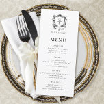 Elegant Fransk Ro Monogram Vapensköld Bröllop Meny<br><div class="desc">Den här Elegant Fransk Monogram Vapensköld Bröllop-menykortet i svart och vitt är perfekt för ditt högtidliga baroque stil bröllop,  med Ro vintage och klassisk tidslinslättslig typografi.</div>