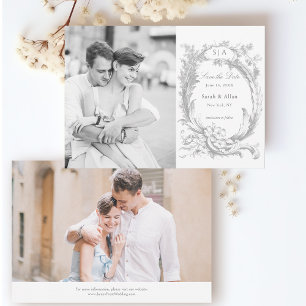 Elegant Fransk Rococo Blommigt Photo Spara Datumet