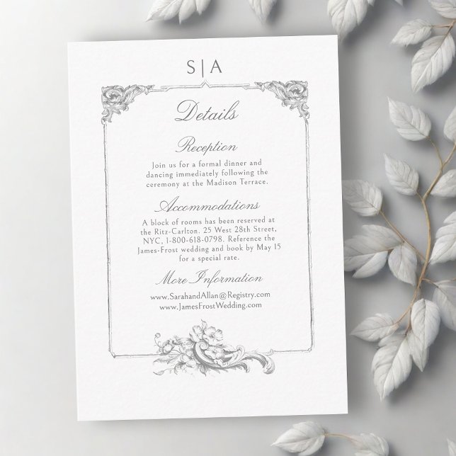 Elegant Fransk Rococo Blommigt Ram Tilläggskort (Skapare uppladdad)