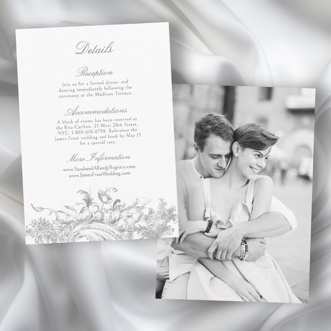 Elegant Fransk Rococo Blommigt Ram Tilläggskort (Skapare uppladdad)