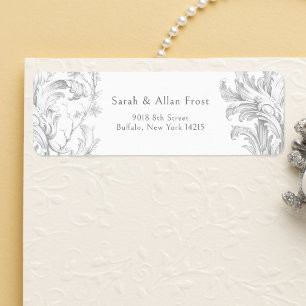 Elegant Fransk Rococo Blommigt Returadress Etikett