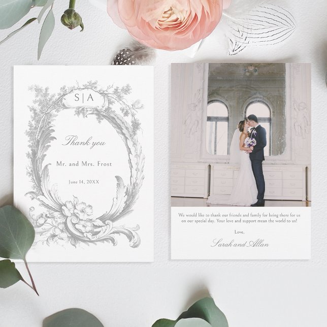 Elegant Fransk Rococo Blommigt Tack Kort (Skapare uppladdad)