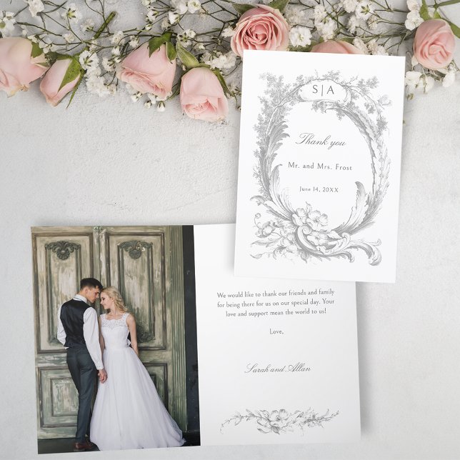 Elegant Fransk Rococo Blommigt Tack Kort (Skapare uppladdad)