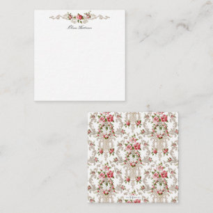 Elegant Fransk Rococo Blommigt - vit bakgrund Anteckningskort