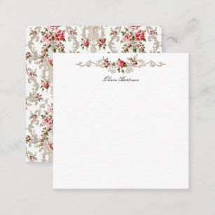 Elegant Fransk Rococo Blommigt - vit bakgrund Anteckningskort