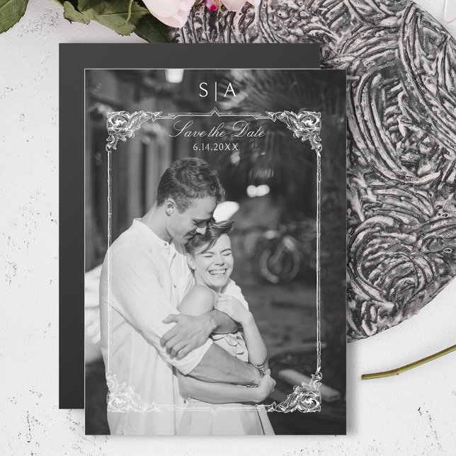 Elegant Fransk Rococo Photo Save Date Magnetisk Inbjudningskort (Skapare uppladdad)