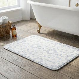 Elegant fransk Toile blå vit Badrumsmatta