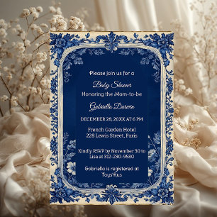 Elegant fransk Toile Parisiskt poetiskt babyfirand Inbjudningar