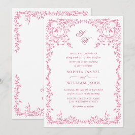 Elegant fransk utsmyckad blomster ram Bröllops QR- Inbjudningar
