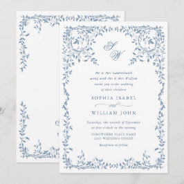 Elegant fransk utsmyckad blomster ram Bröllops QR- Inbjudningar